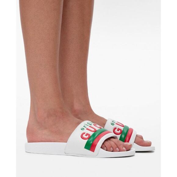 NIB Gucci “Original Gucci” Leather Rubber Pool Slide Sandal Size 40 - Picture 4 of 14